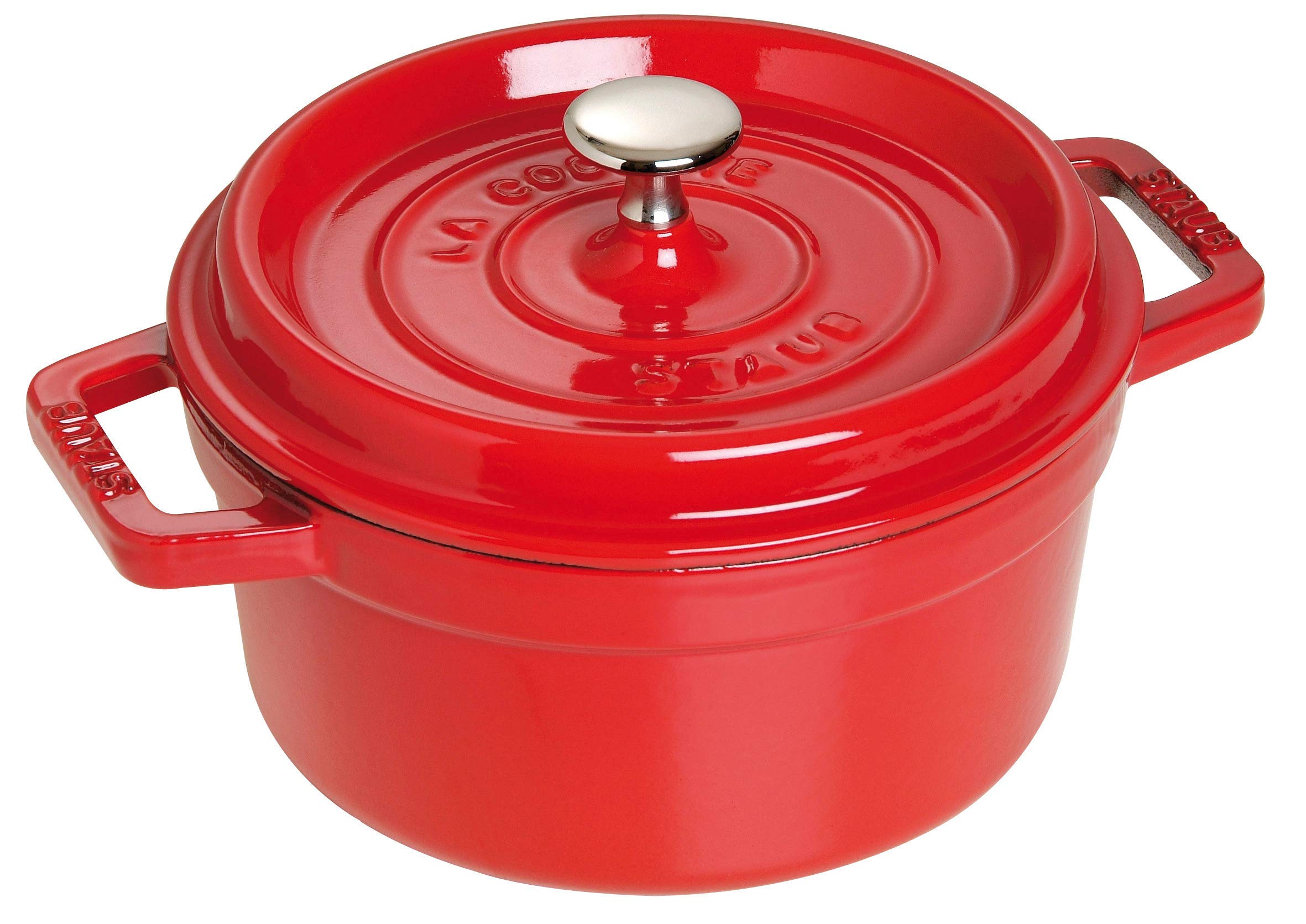 Amazon.com: Staub Cast Iron 9-qt Round Cocotte - Cherry, Made in