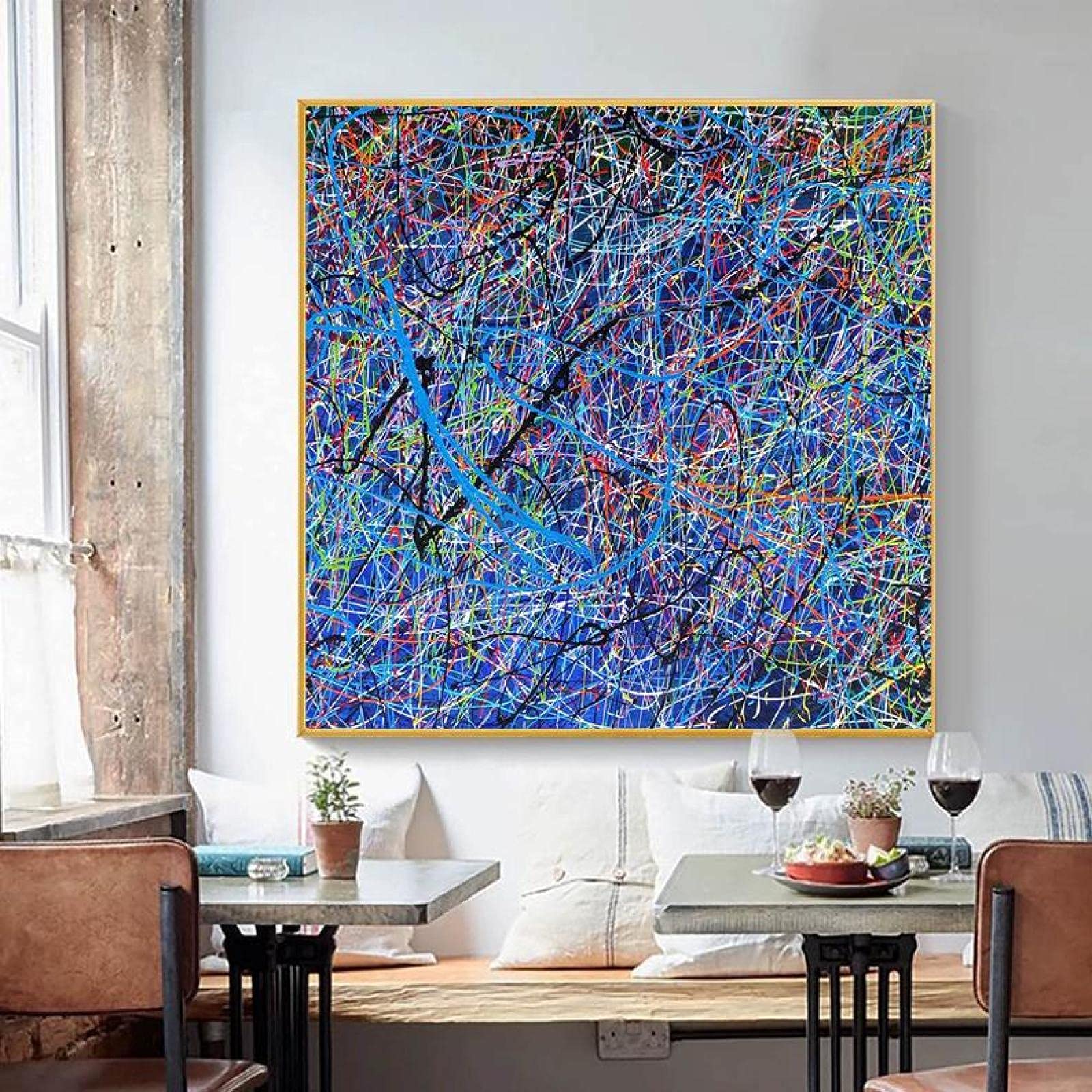 Amazon｜大きくてカラフルな抽象絵画スプラッタドリップペインティング