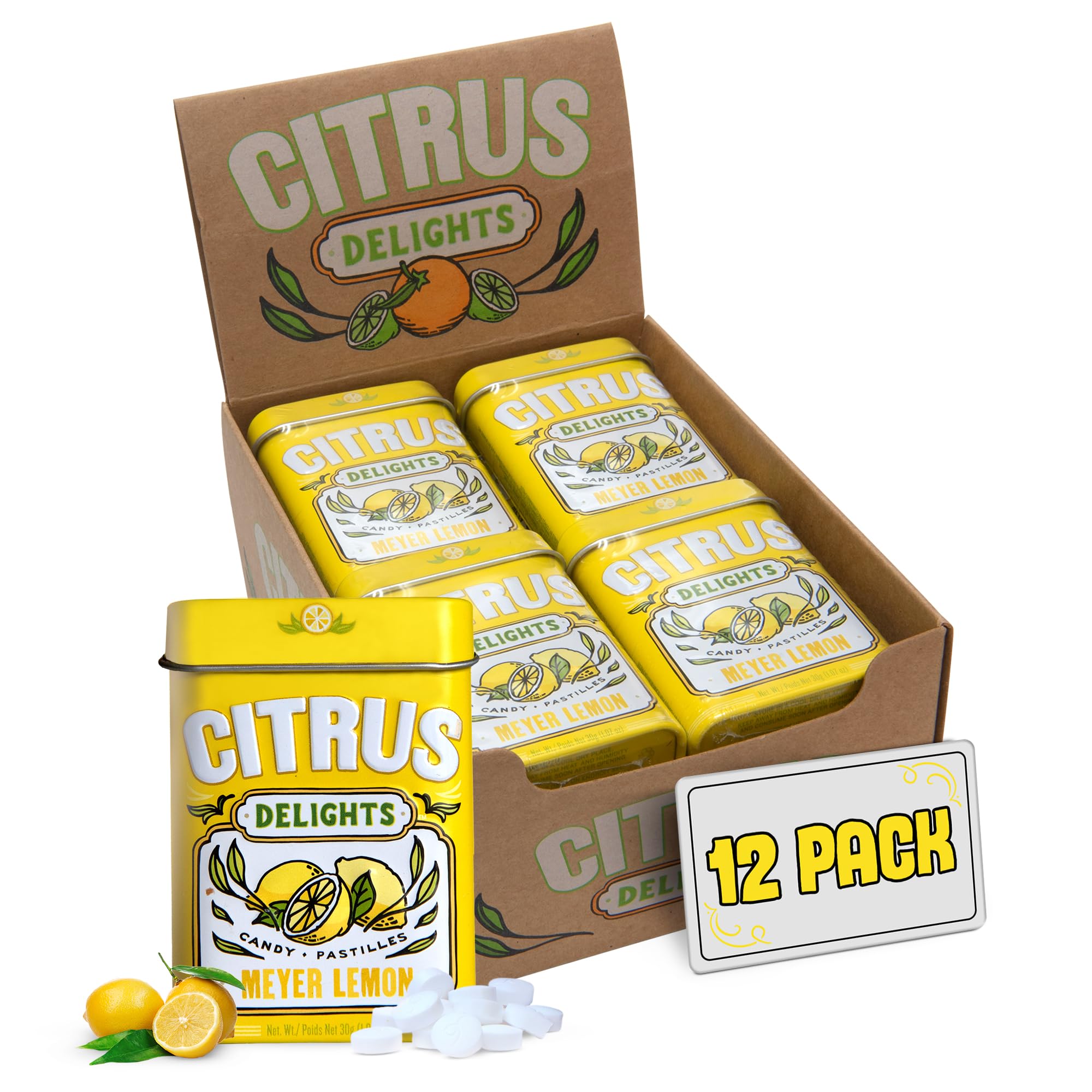 Amazon.com : Citrus Delights Meyer Lemon Candy – 30 Count Tin