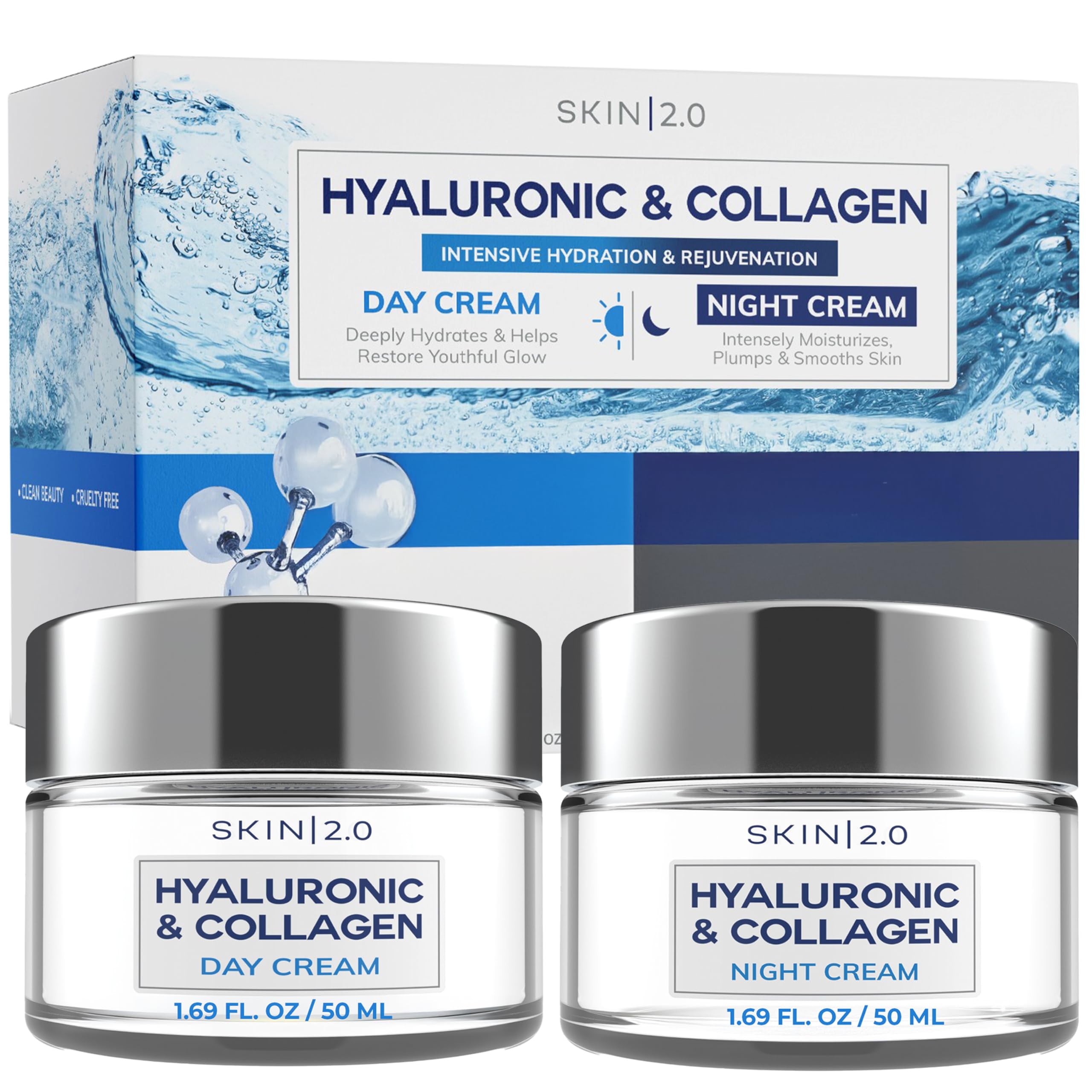 Amazon.com: Skin 2.0 Hyaluronic Acid & Collagen Face Moisturizer