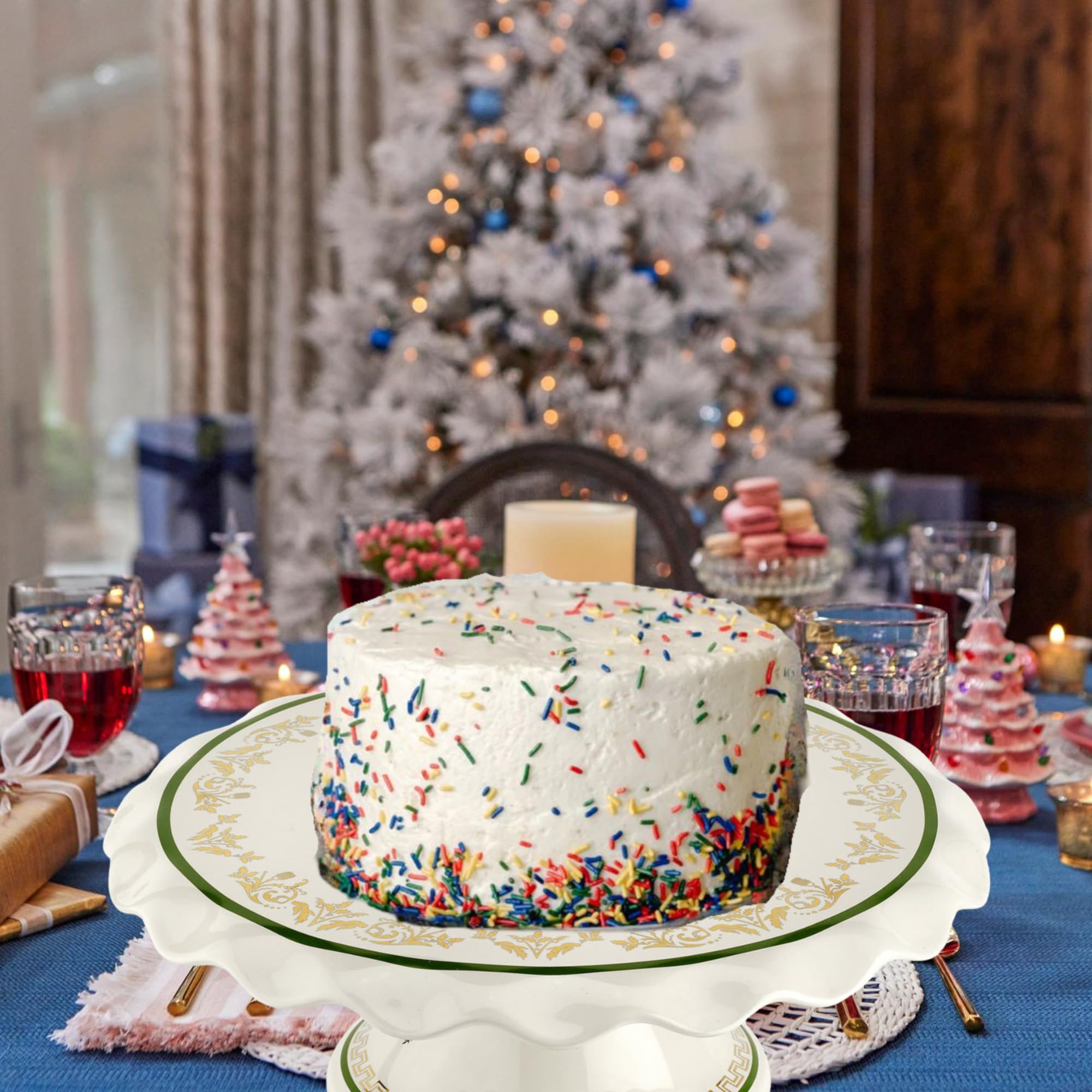 Amazon｜Spode クリスマスツリー ゴールド ケーキスタンド | 寸法 11