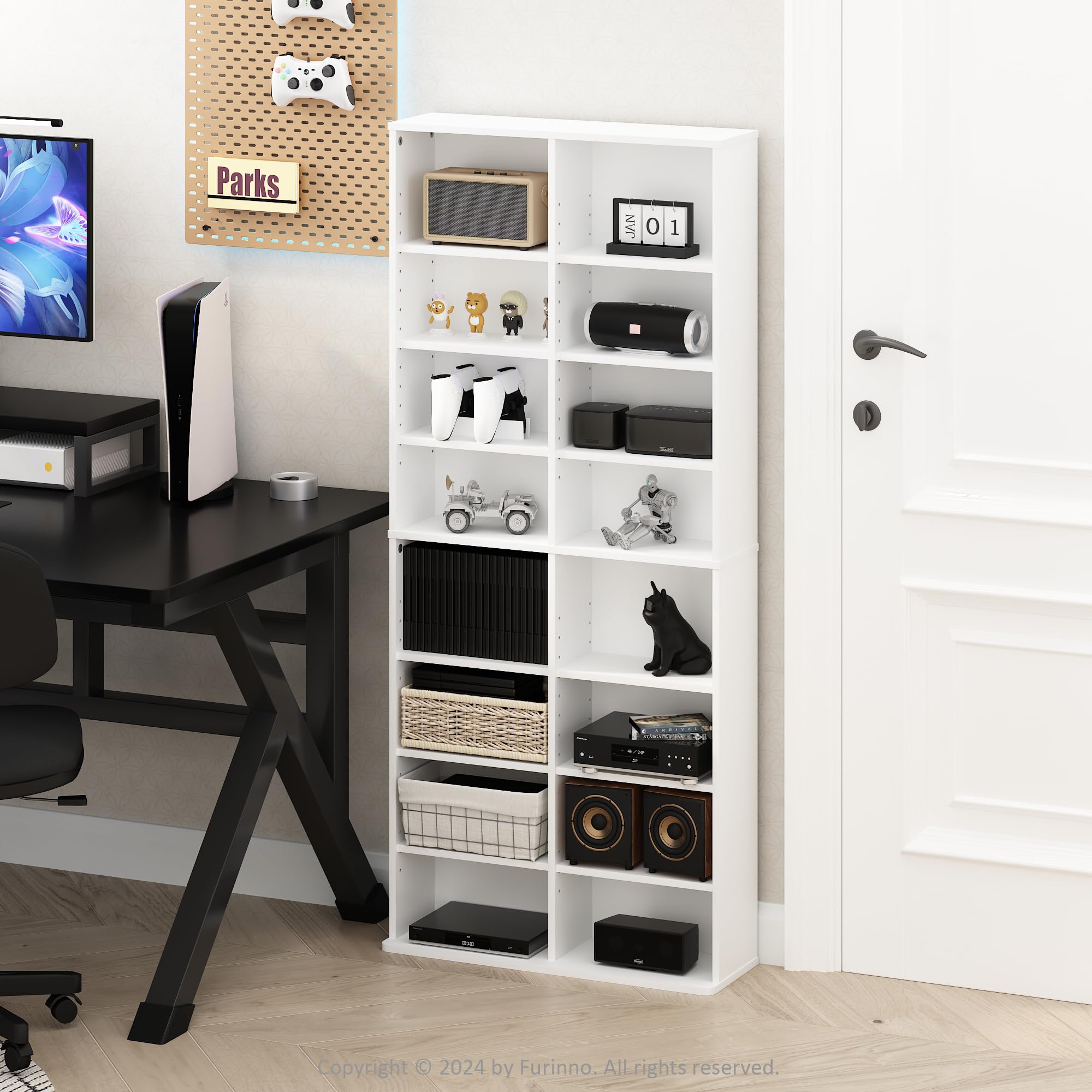 Amazon.com: Furinno Jaya DVD Shelf, 16-Shelf Wide CD Rack, Media