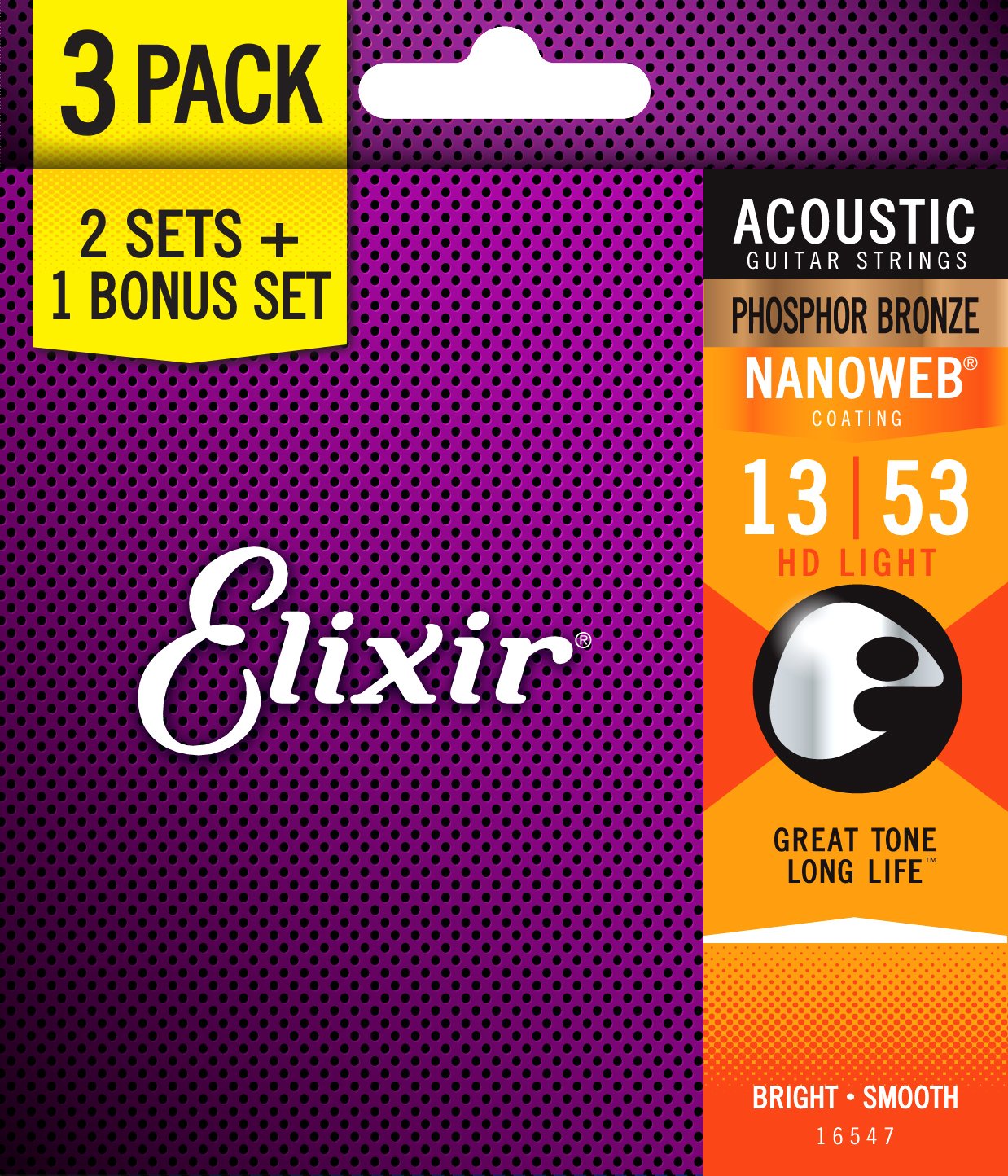 Amazon.com: Elixir® Strings 16547 Acoustic Phosphor Bronze Guitar
