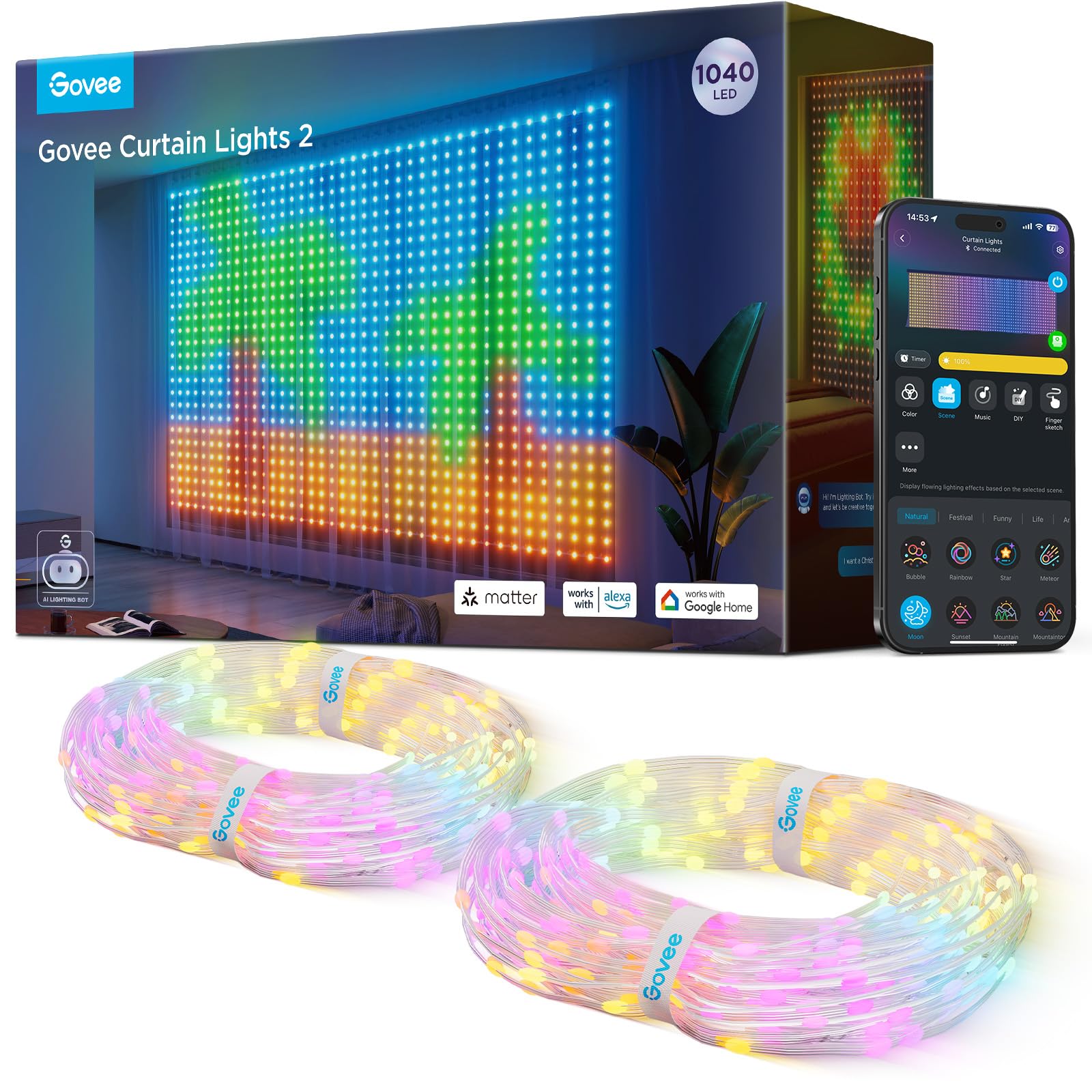 Amazon.com: Govee Curtain Lights 2, Smart LED Curtain Light with