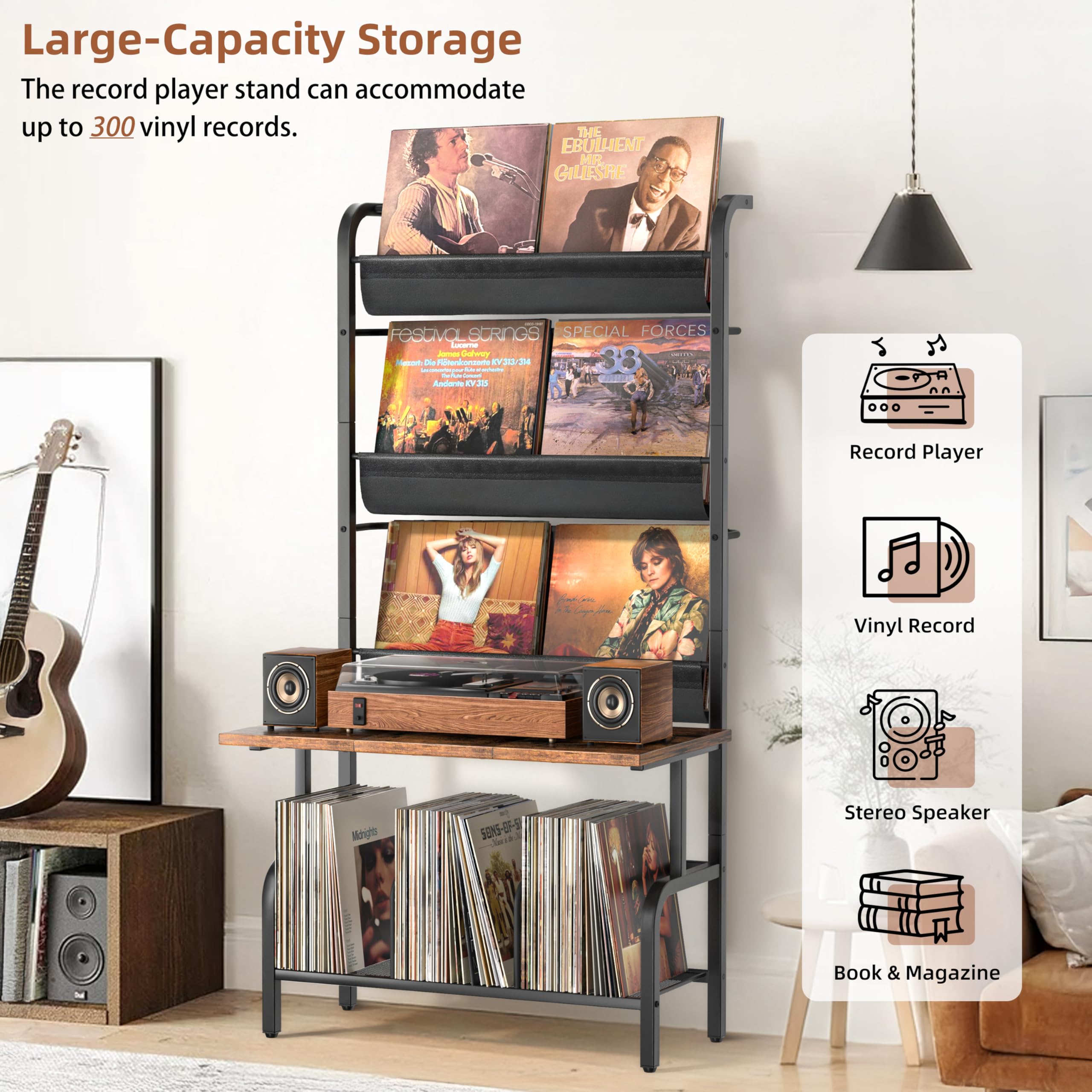 Amazon.com: Record Player Stand, Vinyl Record Storage Holder