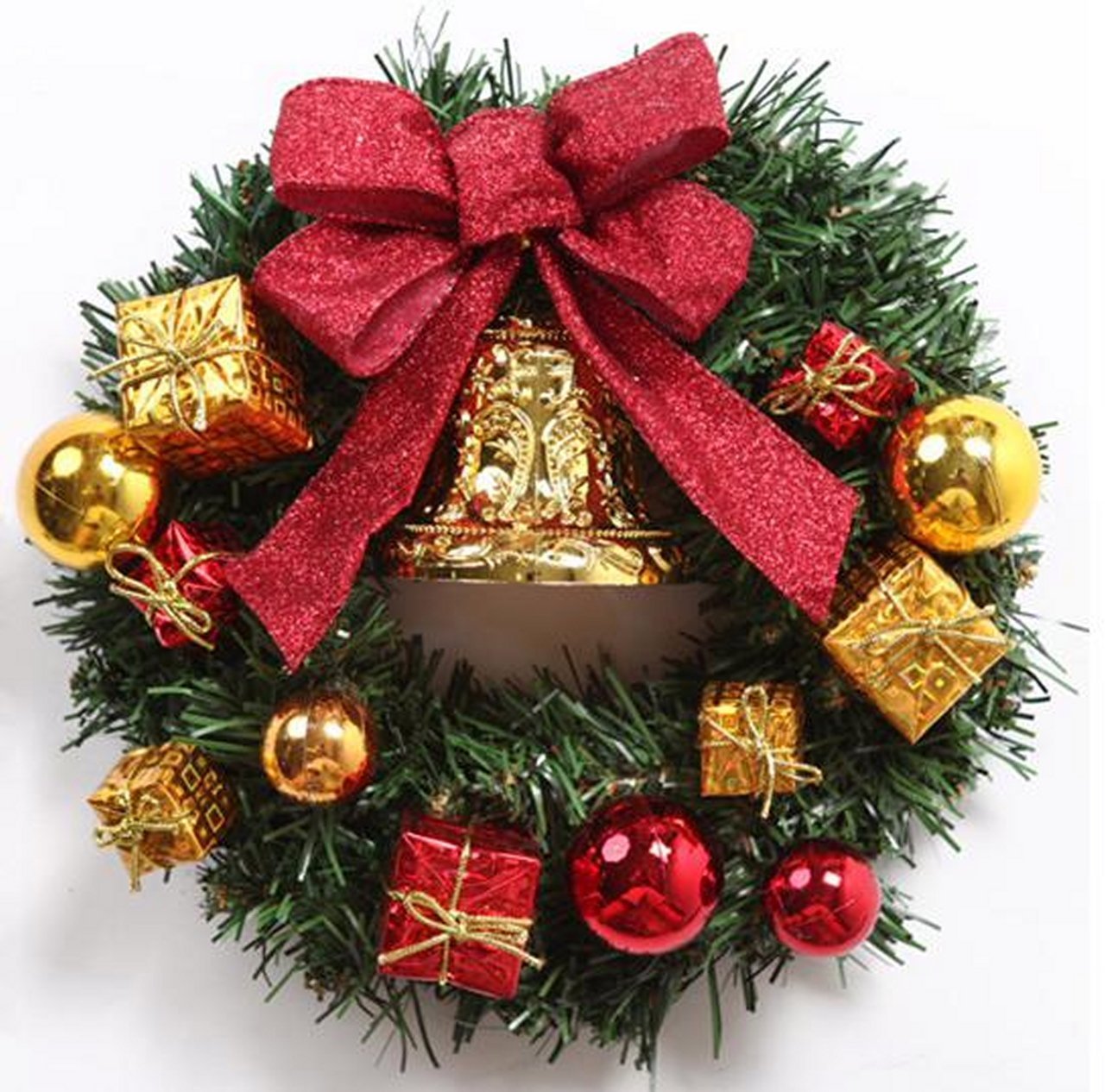Amazon.co.jp: かわいい クリスマスリース ゴールド リボン 金 鈴 ベル