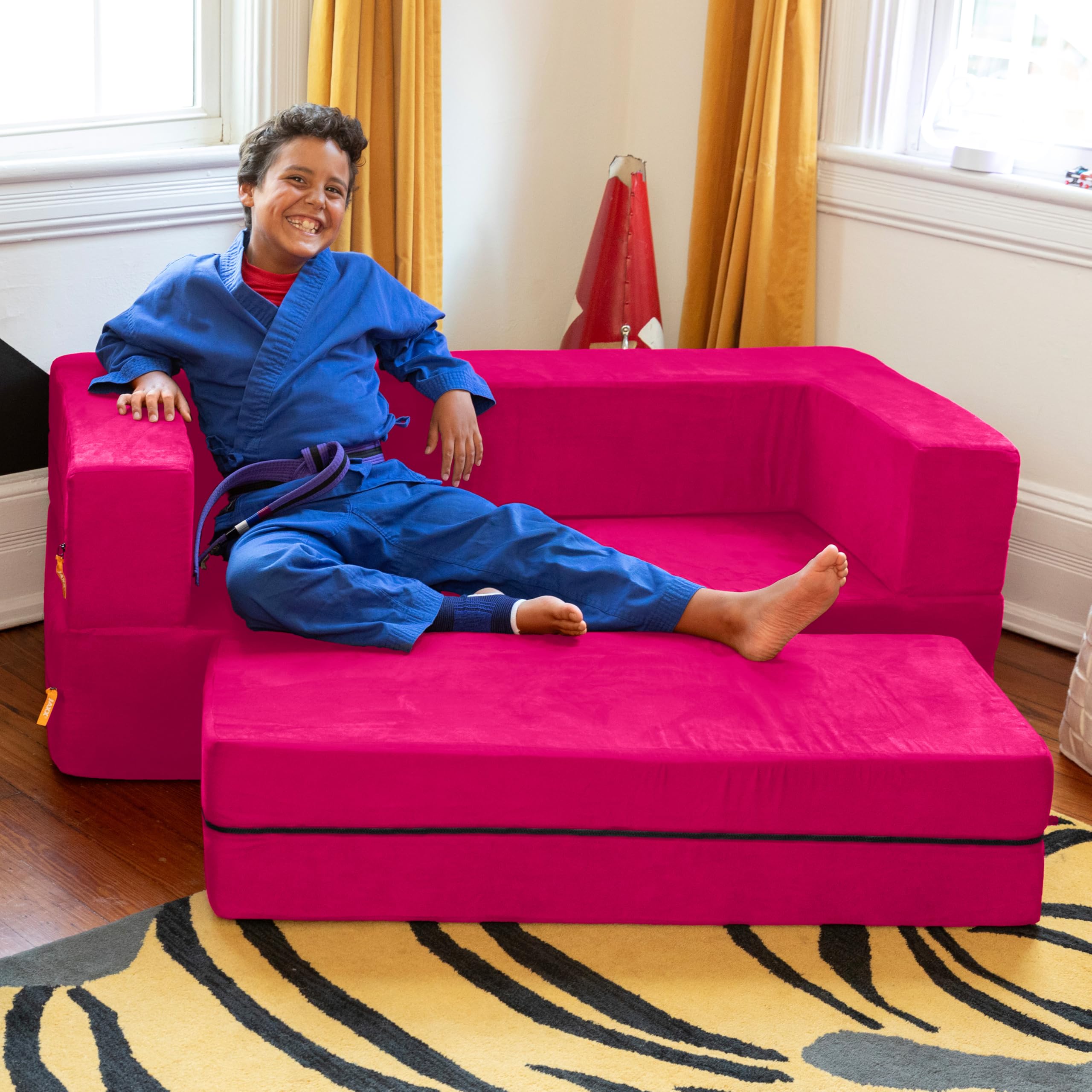 Amazon.com: Jaxx Zipline Kids Sofa & Large Ottoman, 3 in 1 Fold