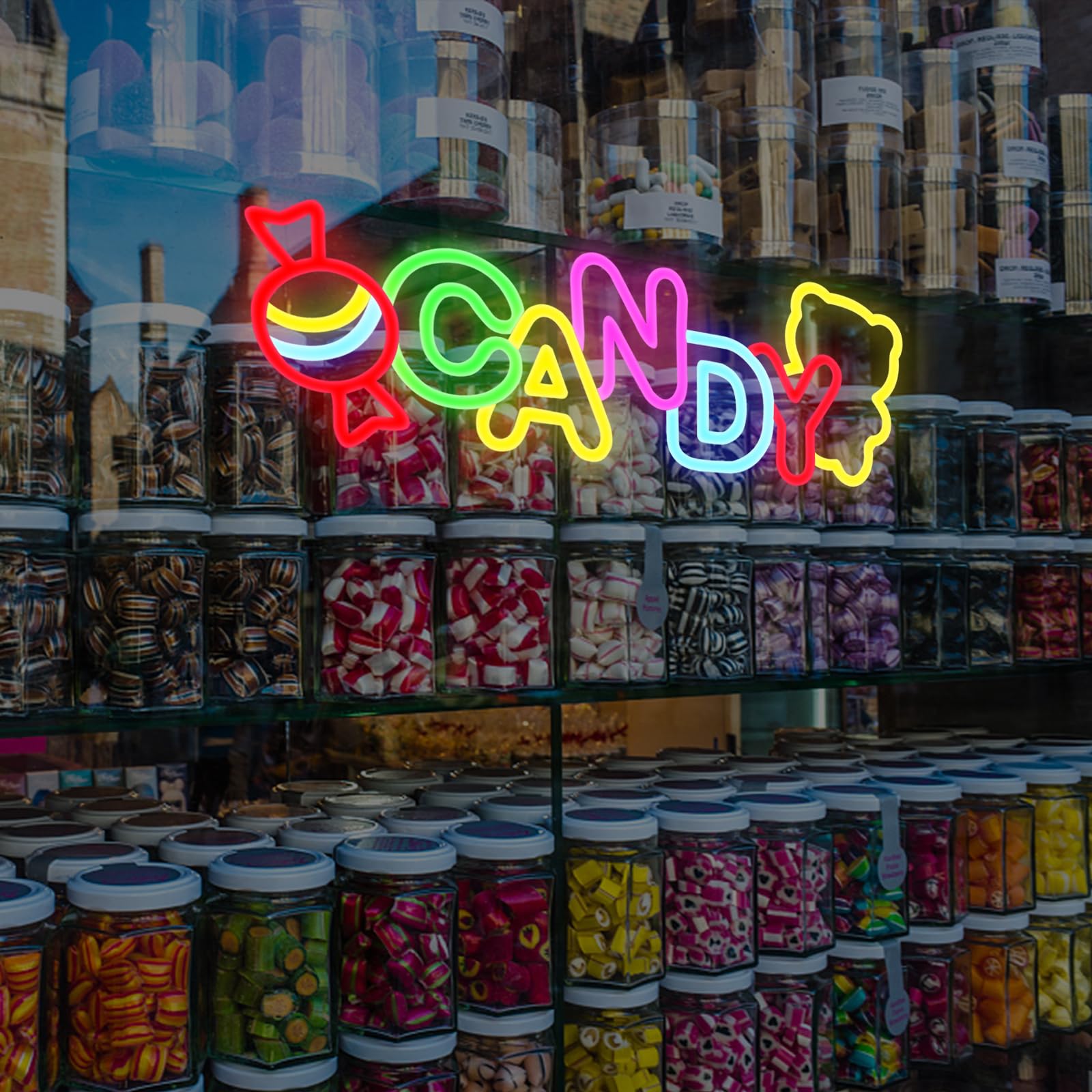 ATOLS Neon Candy Sign - Wall Decor, Battery/USB Powered, Perfect