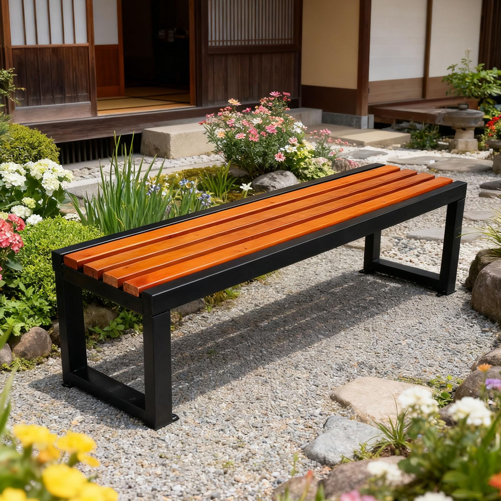 Amazon.co.jp: TRAGLO ガーデンベンチ 縁台 木製 屋外ベンチ 耐荷重約