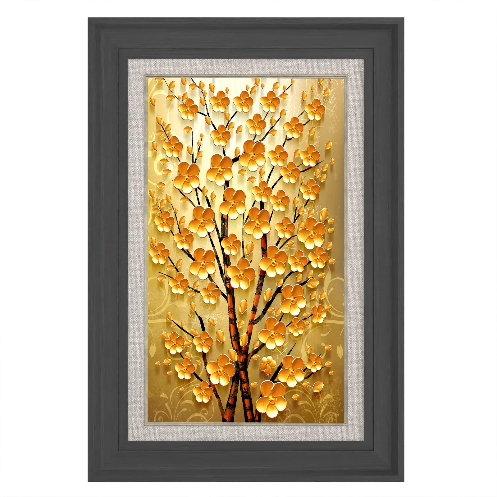 Amazon.co.jp: 金の木 アートパネル 1枚 飾り絵 北欧 植物 油絵 抽象画