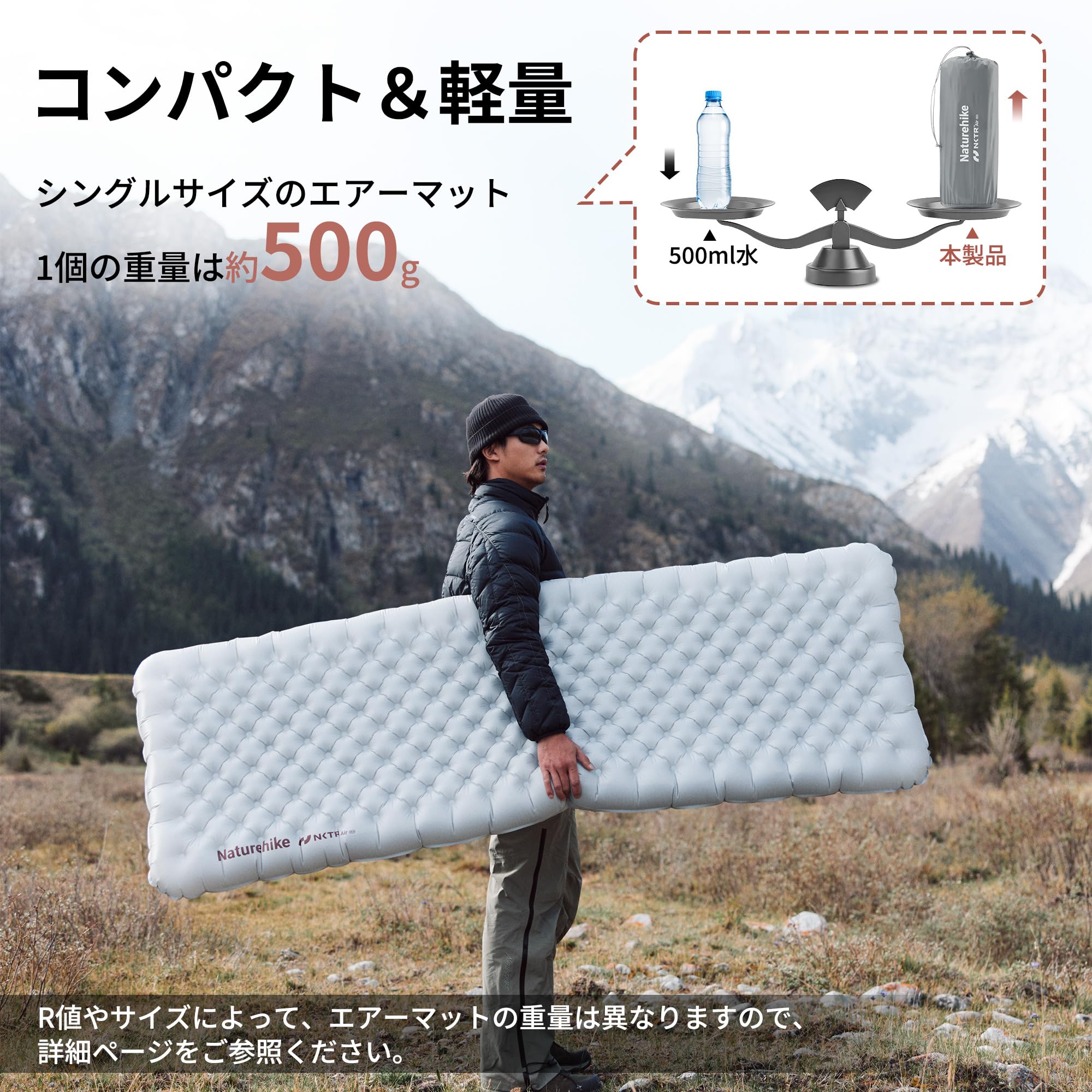 Amazon.co.jp: Naturehike 高R値 R5.8 エアーマット 超軽量 約500g SGS