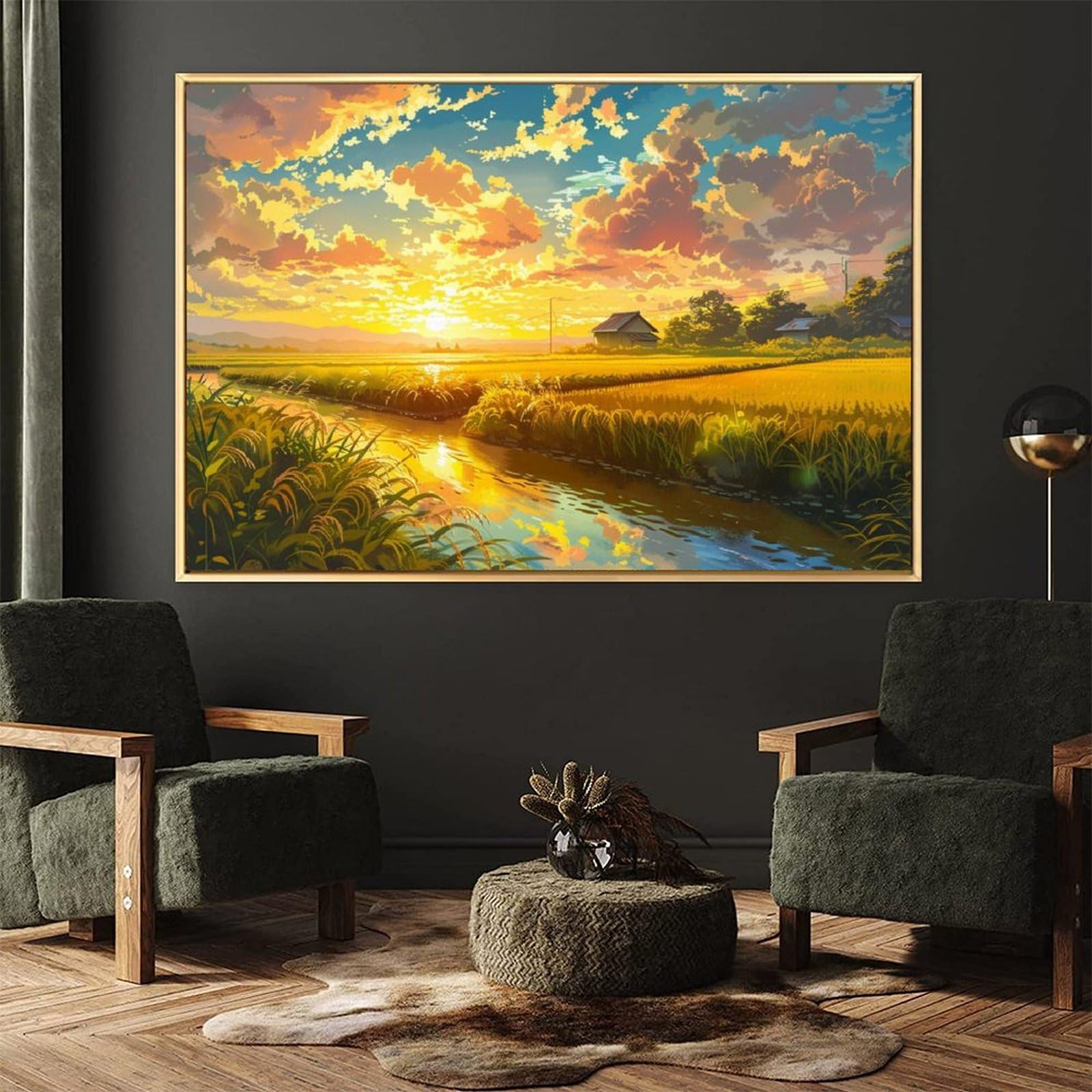 絵画 インテリア 絵 油絵 F4-080311 風景 畑と木 絵画 インテリア 絵