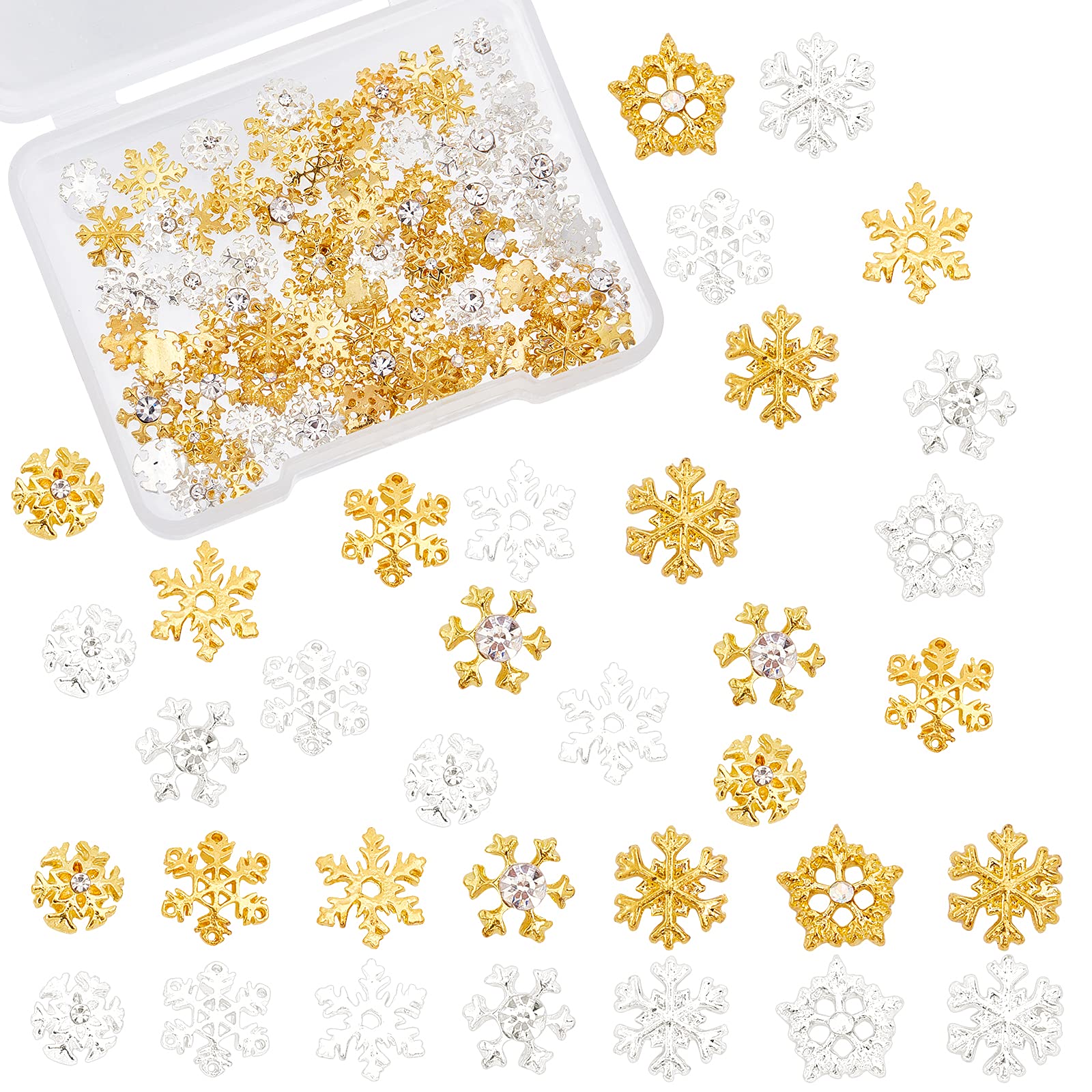 Amazon.co.jp: OLYCRAFT 88個7種類 雪の結晶レジン封入 雪の結晶メタル
