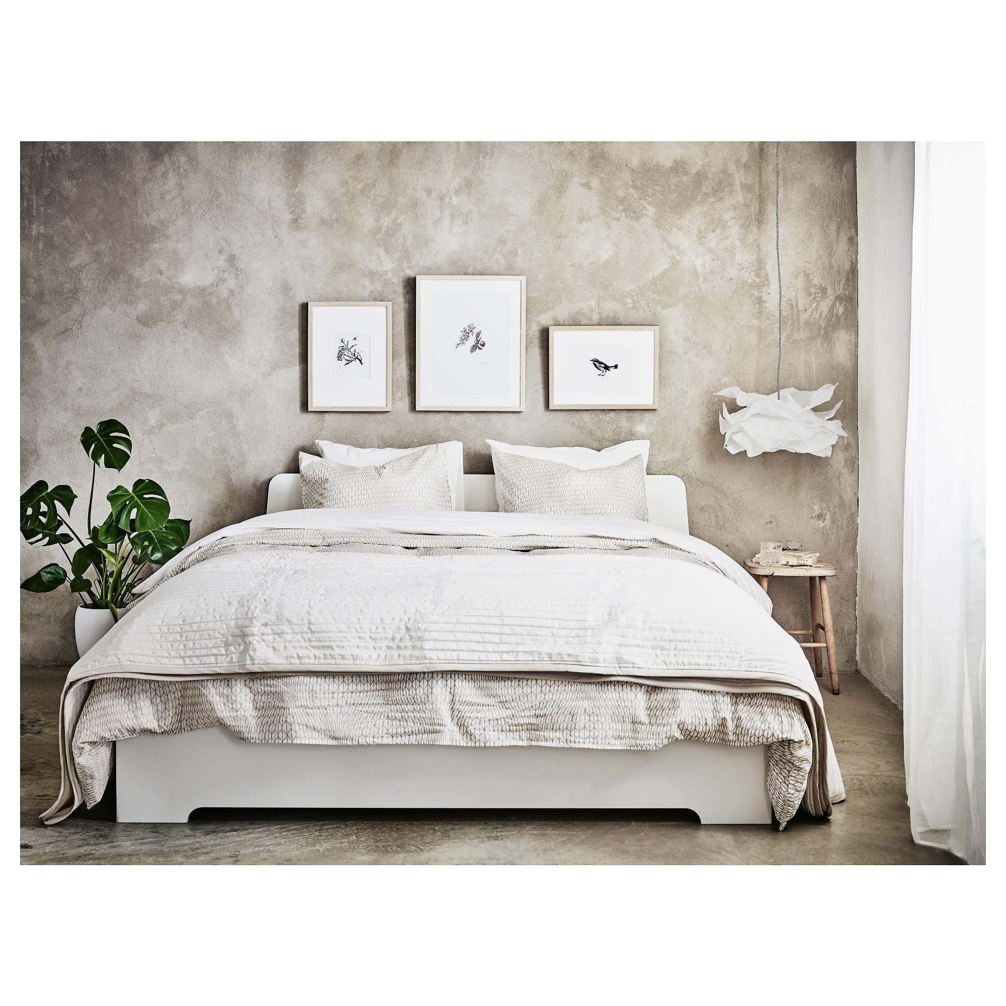 Amazon｜IKEA ASKVOLL ベッドフレーム、140x200cm、ホワイト/ルロイ