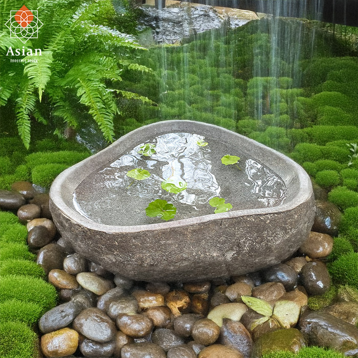 自然石風 水鉢 めだかの館オリジナル一品手作りメダカ鉢 横幅約73㎝