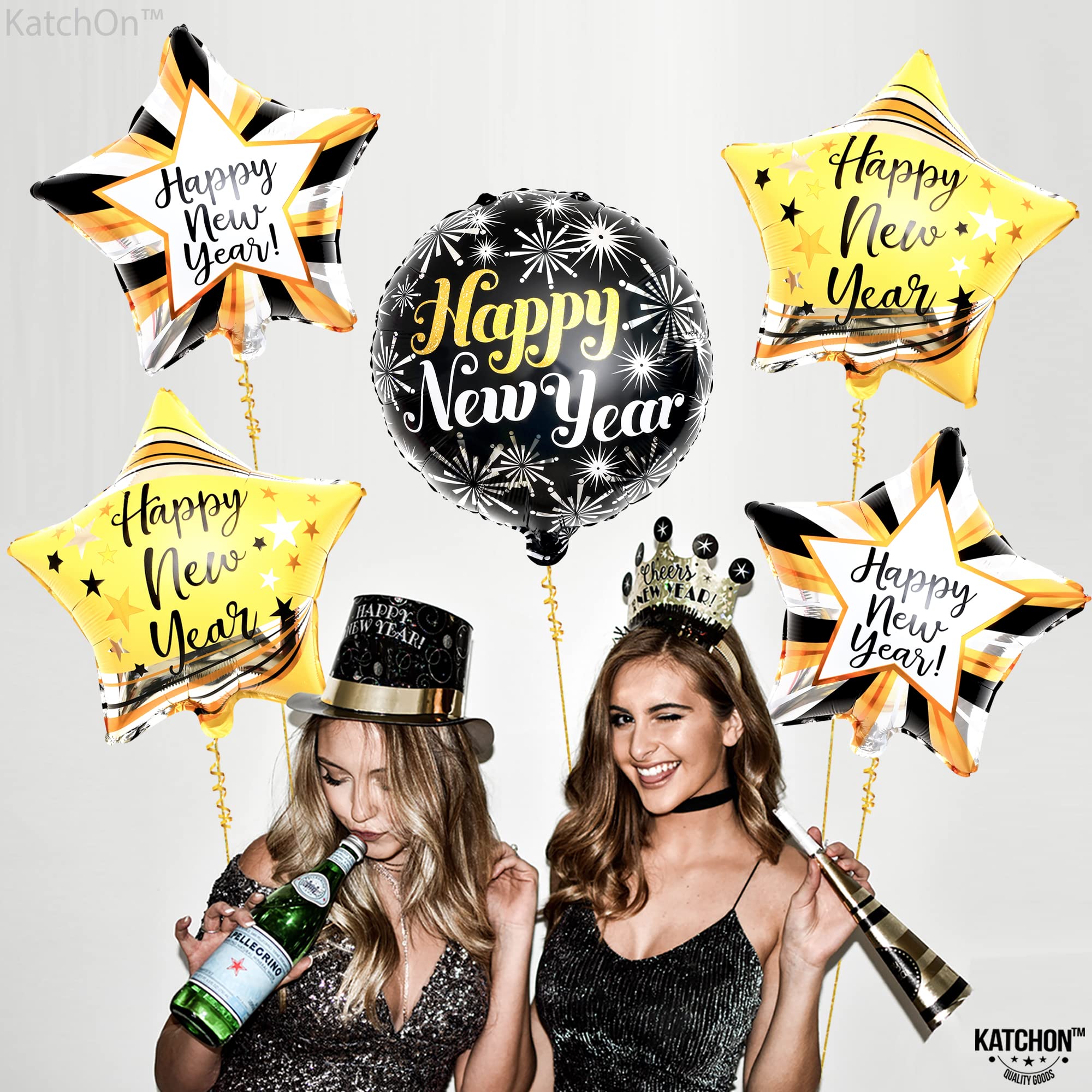 Amazon | Happy New Year バルーンセット - 5個パック | 輝く大晦日