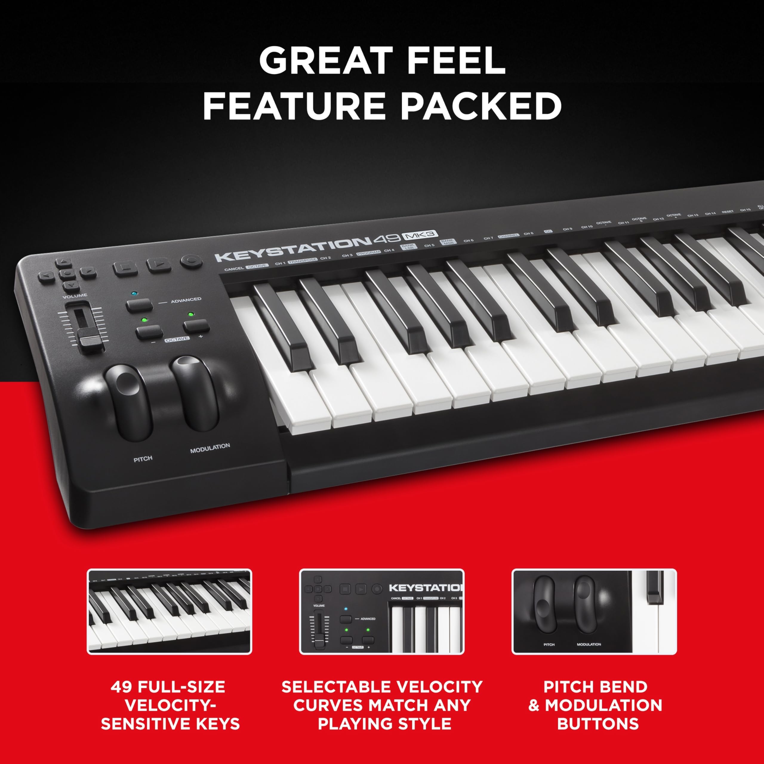 M-Audio Keystation 49 MK3 - Controlador de Teclado MIDI USB com