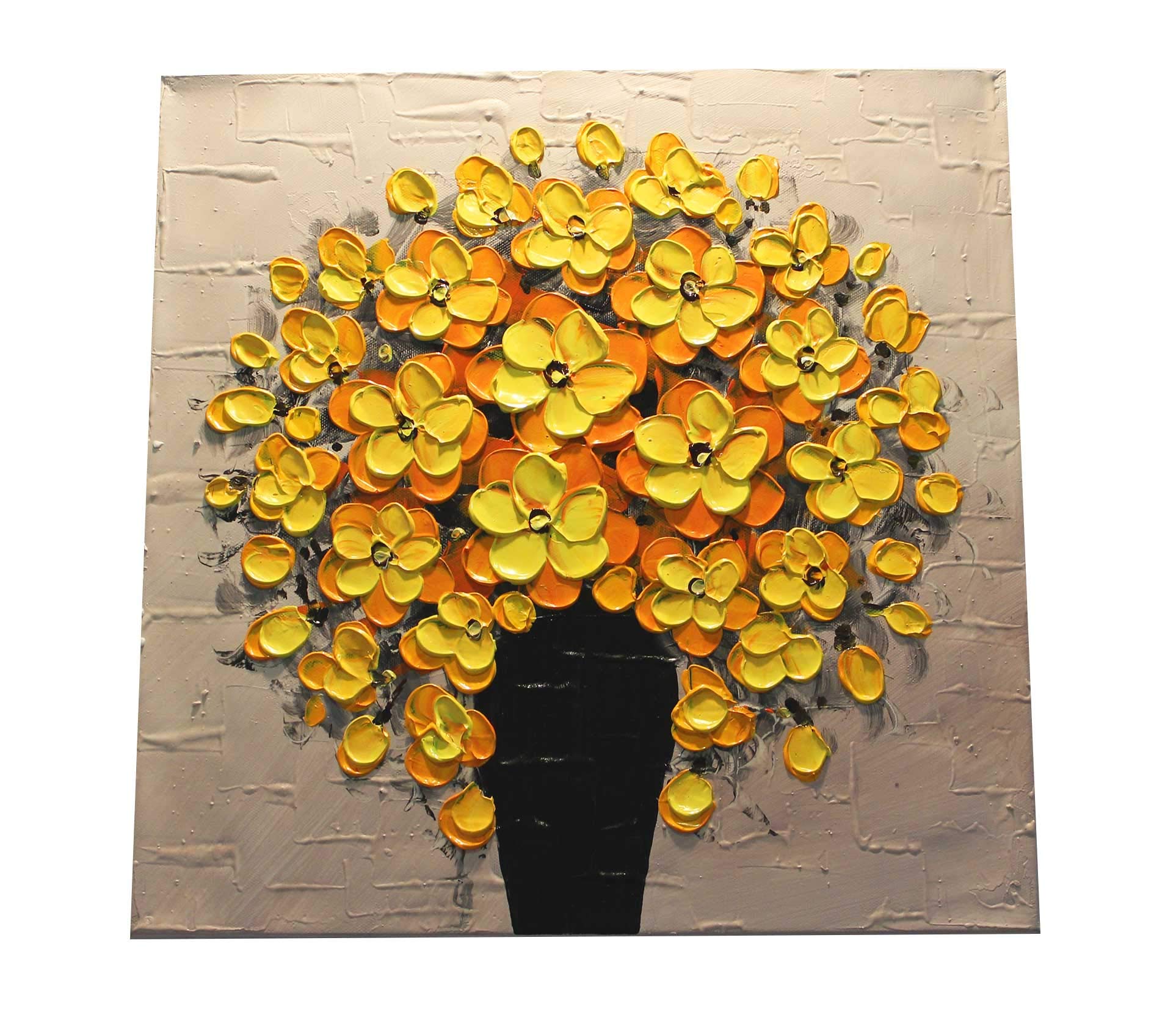 Amazon.co.jp: fuusui8 風水によい絵画 「花瓶の花々」金運 (黄色