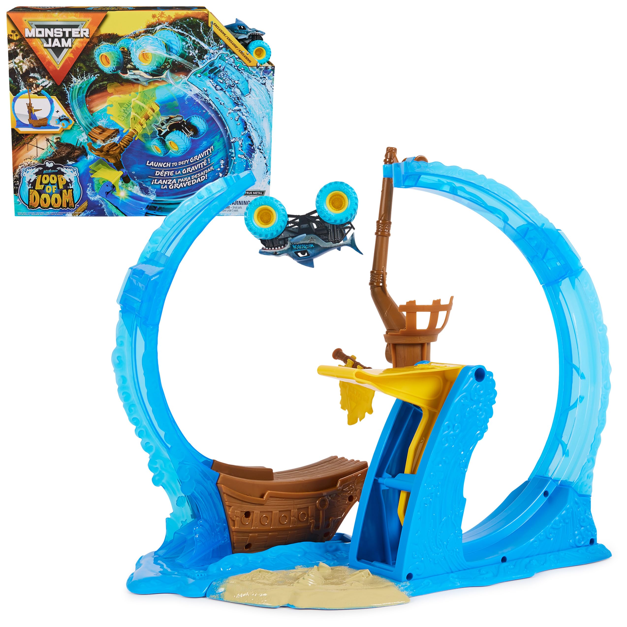 Amazon.com: Monster Jam, Megalodon Loop of Doom Stunt Playset with