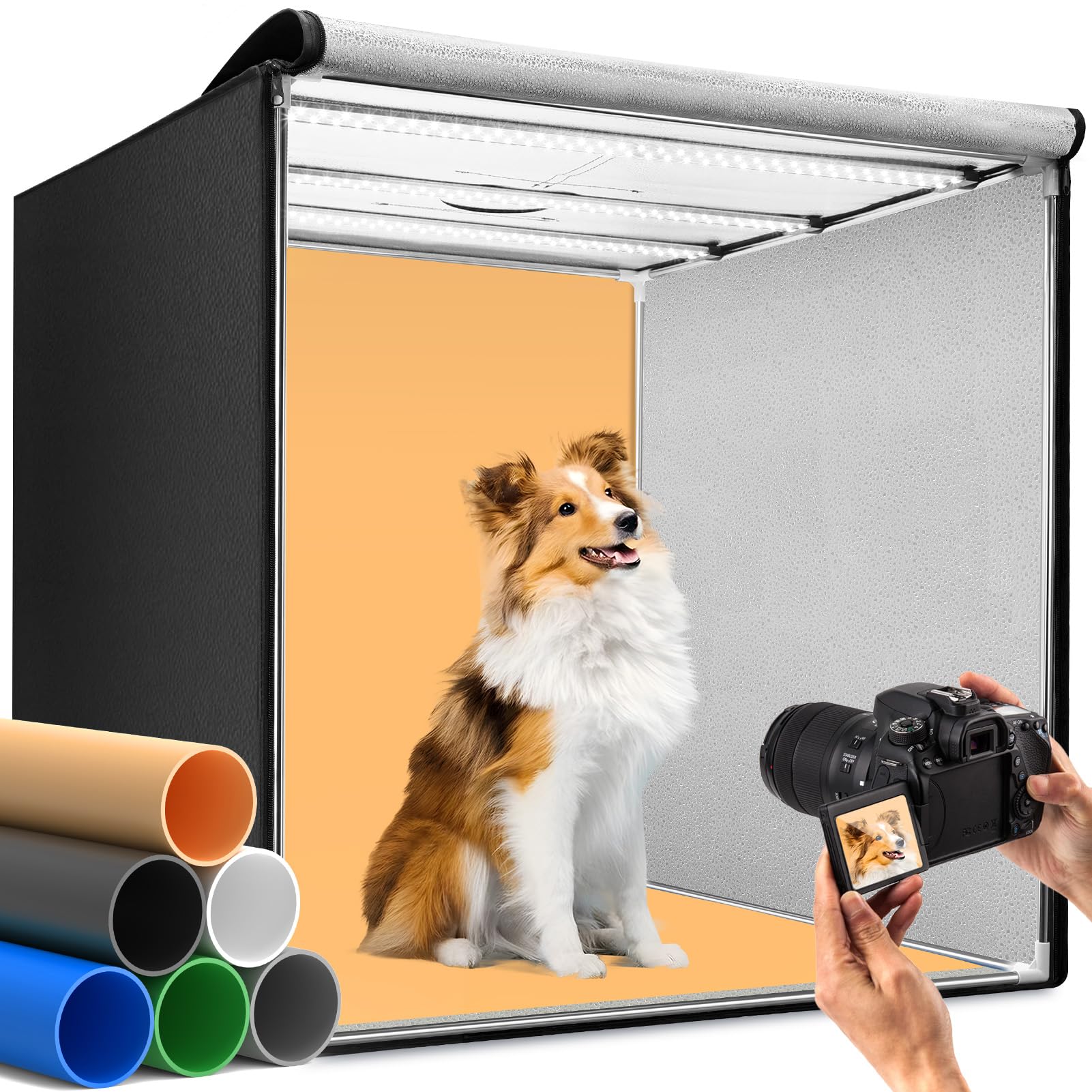 Amazon | DUCLUS 撮影ボックス 80cm 撮影ブース 折りたたみ、Light Box