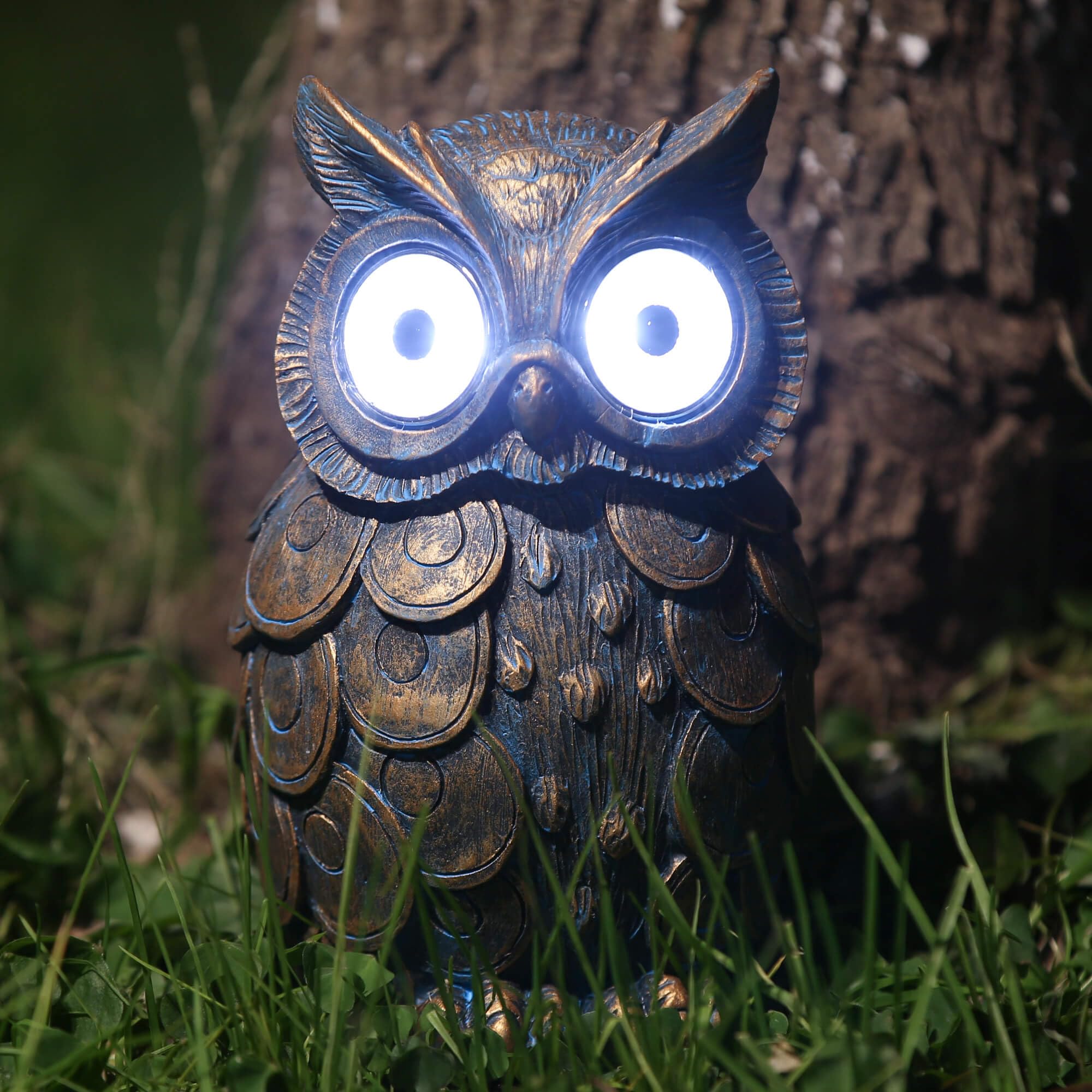 Amazon.co.jp: A.F.N.A.L フクロウ屋外像 ソーラーライト付き 庭の装飾