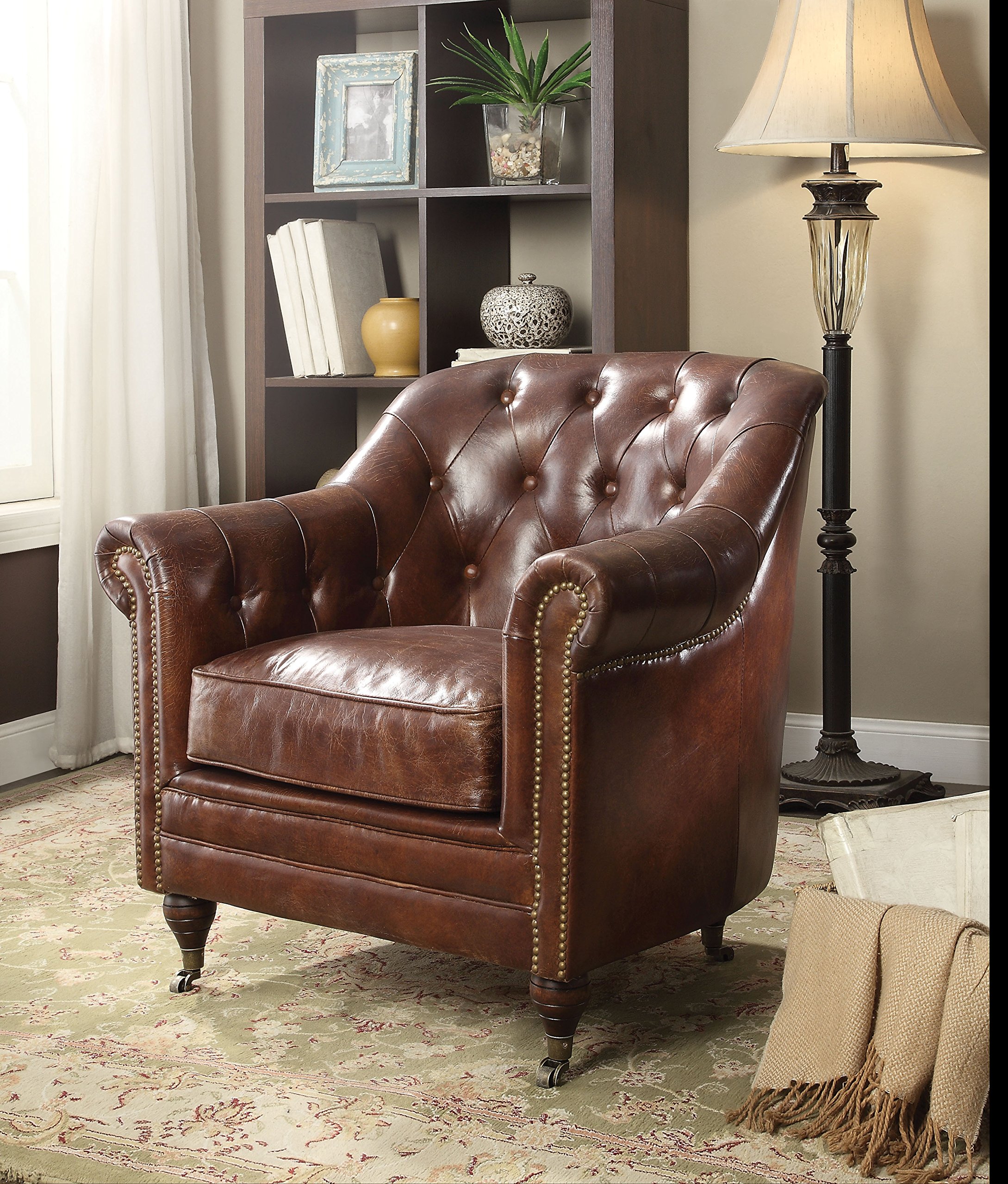 Amazon.com: ACME Aberdeen Chair - Vintage Dark Brown Top Grain
