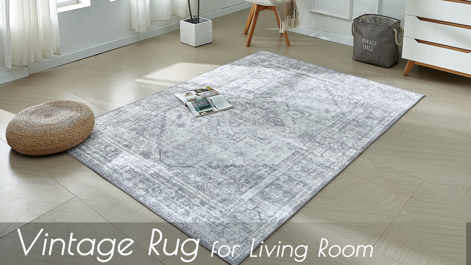 BRICHOEE Vintage Washable Area Rug 4x6 Feet Olive Low-Pile Indoor