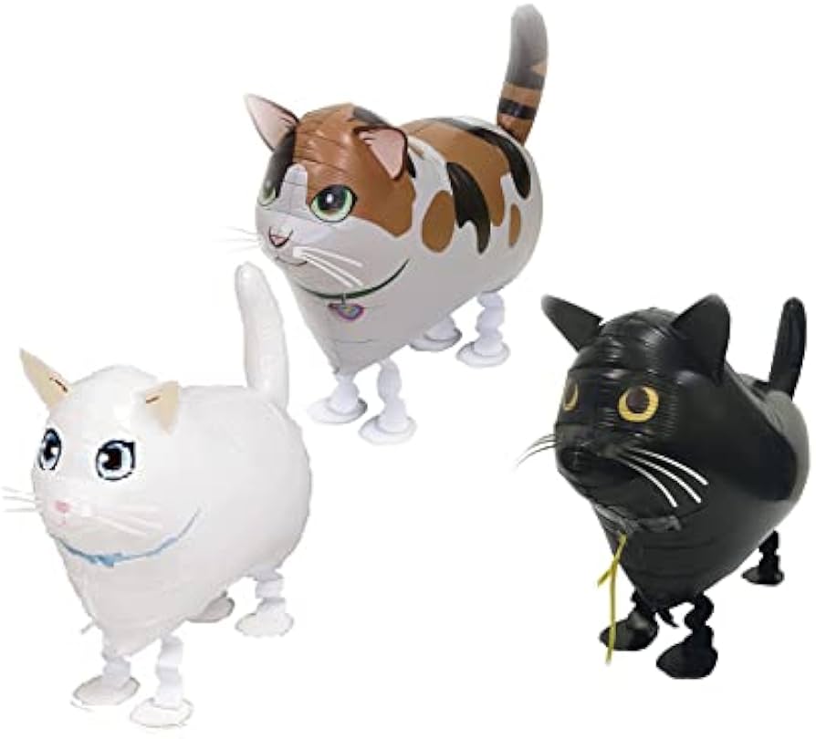 Amazon | お散歩バルーン 猫ちゃん3体セット ヘリウムガスなし | 風船