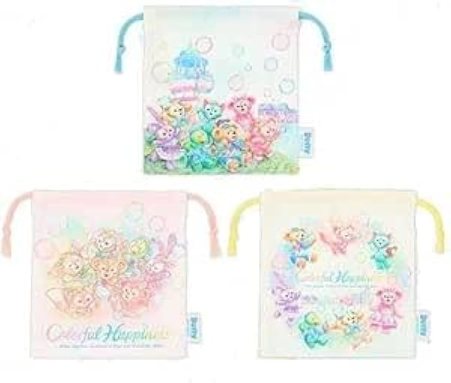 Amazon.co.jp: きんちゃく 3枚セット ダッフィー＆フレンズ カラフル
