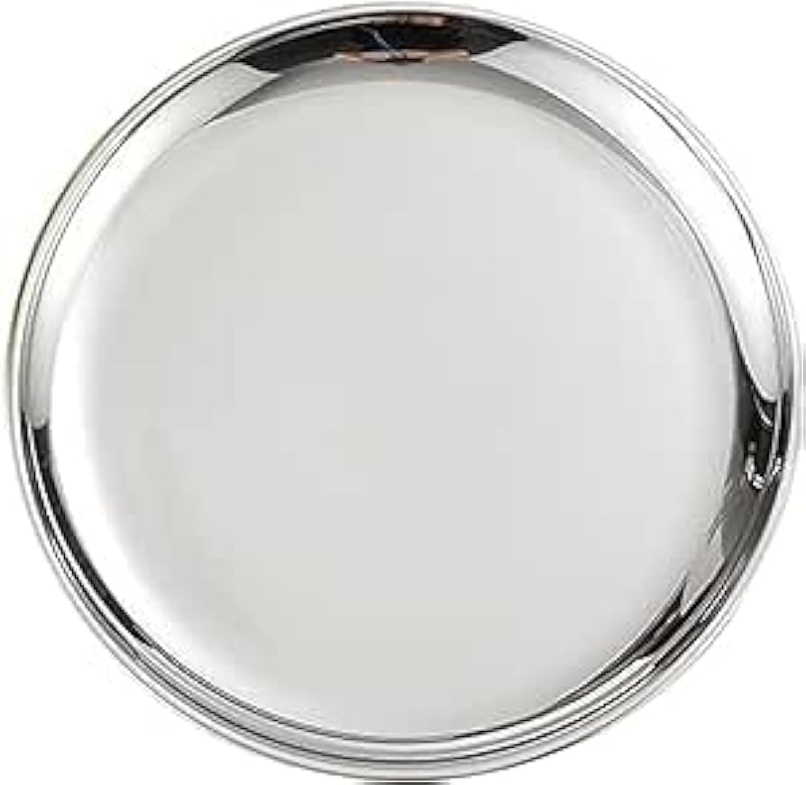 Amazon｜トレイステンレス 丸型 シルバー お盆 丸盆 お盆 カフェトレー