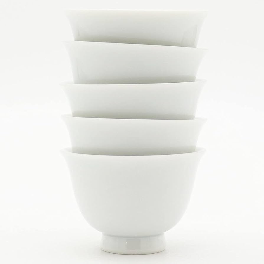 Amazon.co.jp: 玉露用 茶碗50㏄ 5個セット 白磁 : Home & Kitchen