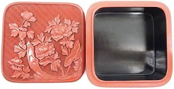 Amazon.co.jp: 堆朱合子共箱（四方箱中国美術漆芸香合蓋物小箱唐物中国