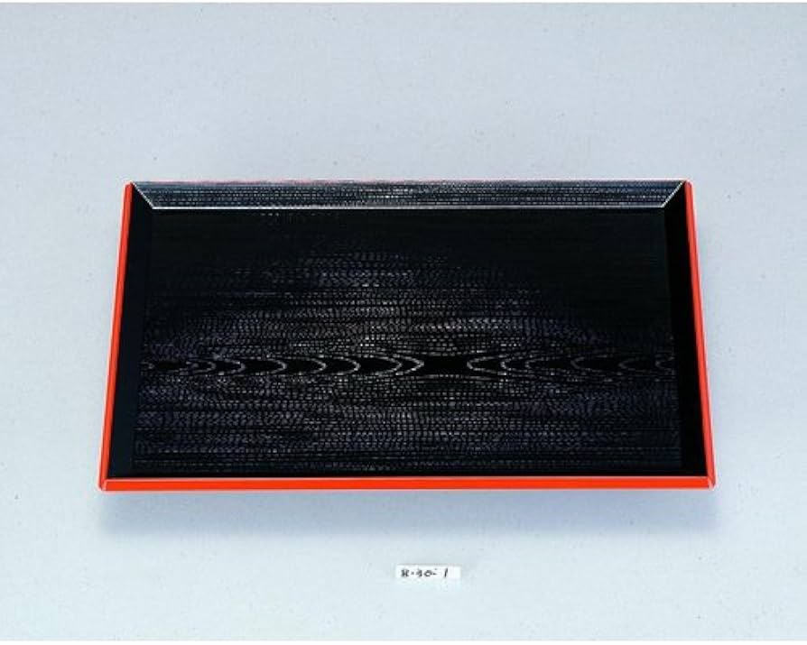 Amazon.co.jp: お盆 富士長手木目盆黒渕朱尺5寸 NS加工 [45 x 33 x 1.7