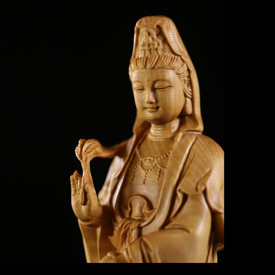 Amazon｜風水 龍上観音 観音像 龍乗観音 龍観音 木彫り 仏壇仏像 祈る
