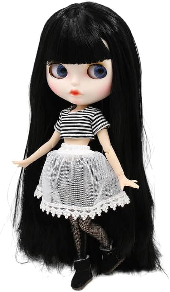 Amazon.co.jp: 1/6 ブライス ドール カスタムネオブライス 黒髪、白い