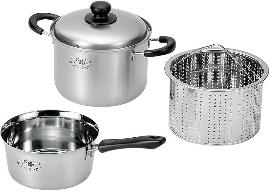 Amazon | 鍋セット 18cm/パスタ鍋 20cm コランダー付 IH対応