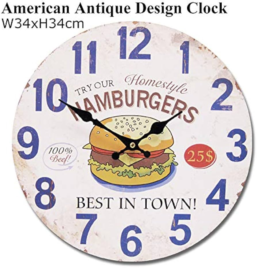 Amazon.co.jp: アメリカンウォールクロック 時計 34cm (ハンバーガー