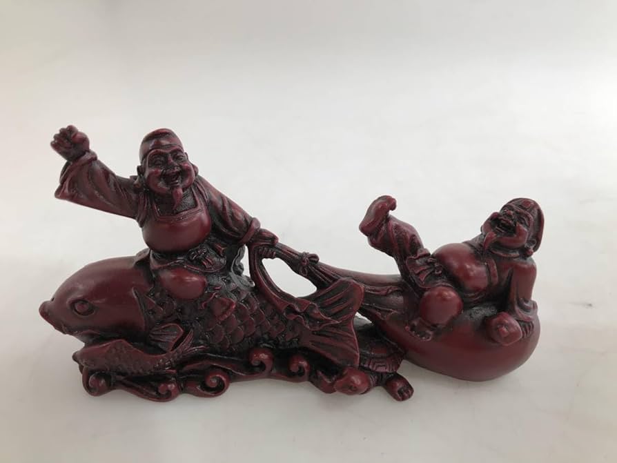 Amazon.co.jp: HG5285 七福神 布袋様 ＆ 恵比寿様 置物 赤系 縁起物