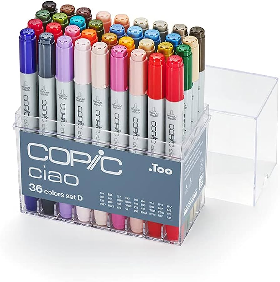 Amazon.com: Copic Ciao, Alcohol Markers, 36 Colors Dual Brush Tip