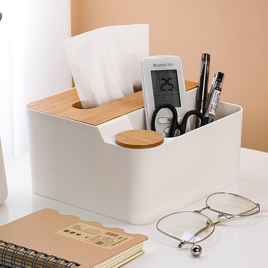 Amazon｜多機能ティッシュケース デスクオーガナイザー リモコン 綿棒