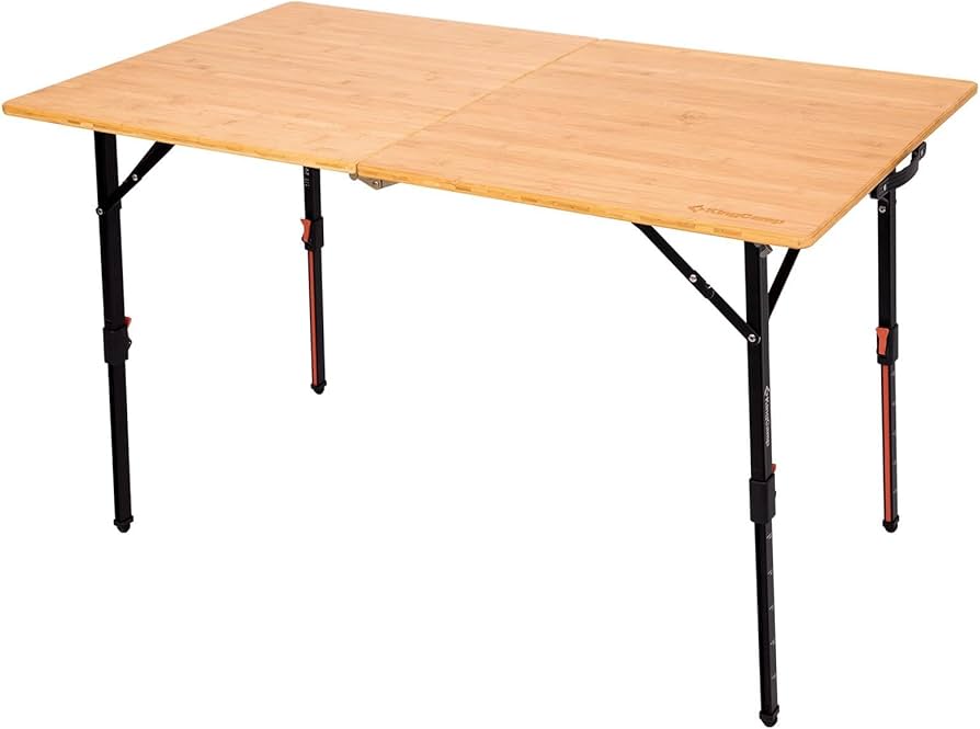 Amazon.com: KingCamp Bamboo Folding Table, 47 Inch Large Portable