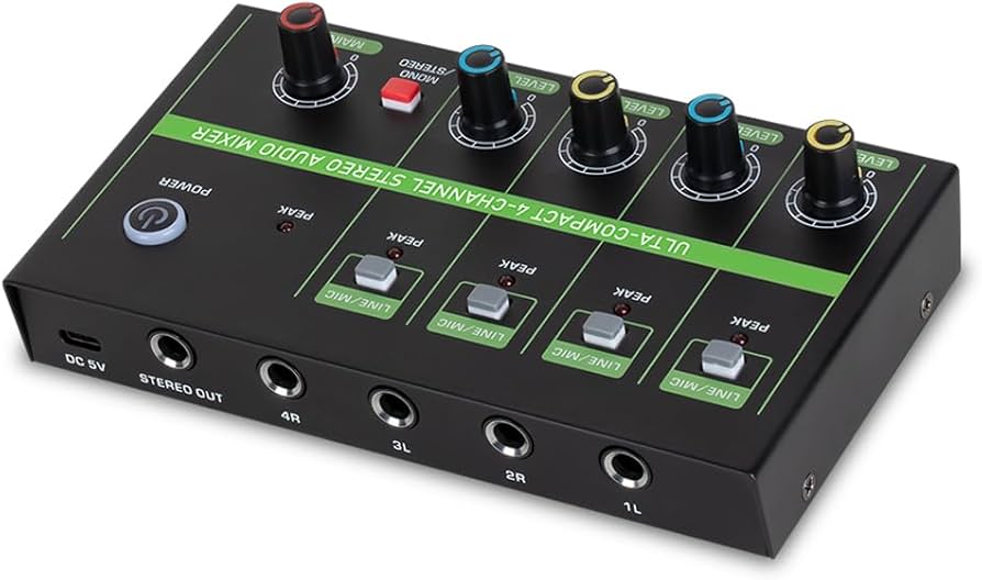 Amazon | Daconovo 4チャンネルオーディオミキサーマイク低ノイズ