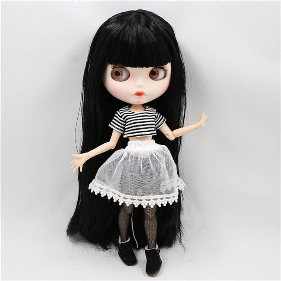 Amazon.co.jp: 1/6 ブライス ドール カスタムネオブライス 黒髪、白い