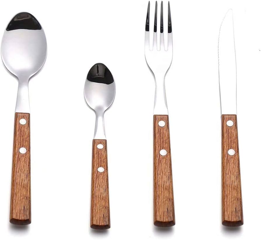 Amazon.com | Forks and Spoons Silverware Set, HAPPY KIT Wooden