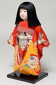 Amazon | 【座り市松】【市松人形】12号市松人形：正絹京染手縫衣裳