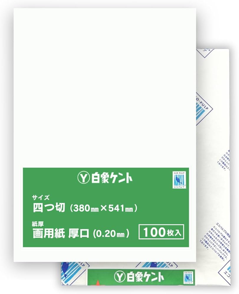 Amazon.co.jp: 白画用紙 四つ切り 白象ケント紙 厚口 105㎏ 約0.20