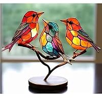 Amazon.co.jp: 枝にあるステンドグラスの鳥、マルチカラーのハチドリ