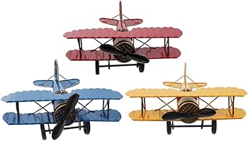Amazon.co.jp: Ciieeo 3個錬鉄製 ヴィンテージ飛行機模型 装飾品 属製