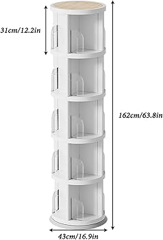 Amazon｜白 ラウンド 本棚 360° 回転式本棚 2/3/4/5段 直径43cm 大容量