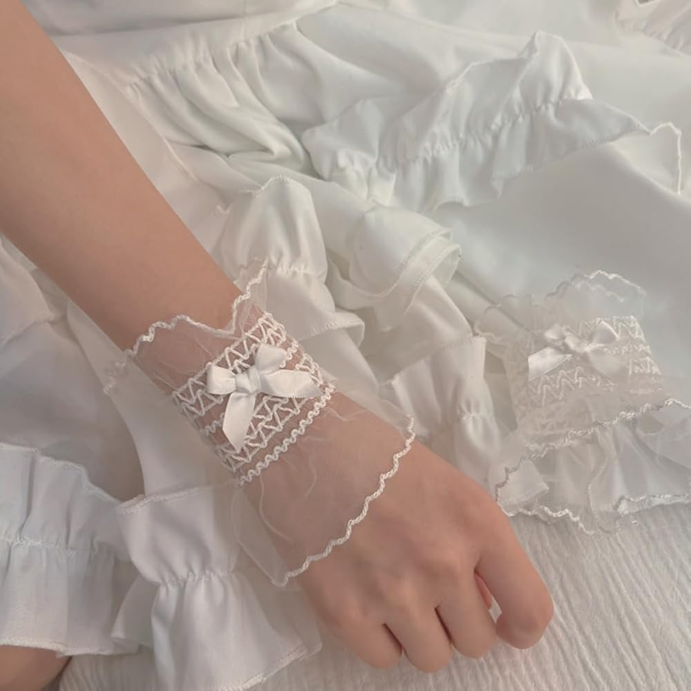 Amazon | [SEENFAAN] つけ袖 レース ガールズ ロリータ 付け袖 (2枚